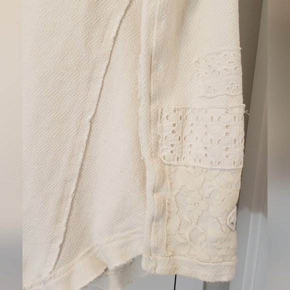 Free People Waffle Top Shirt Lace Medium - Picture 6 of 6